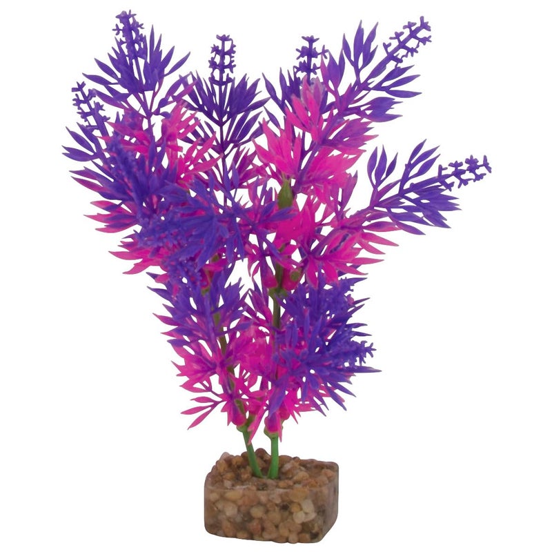 GloFish Plant Aquarium DÃ©cor, Purple and Pink Medium, Fluorescent Under Blue LED Light - Image 1